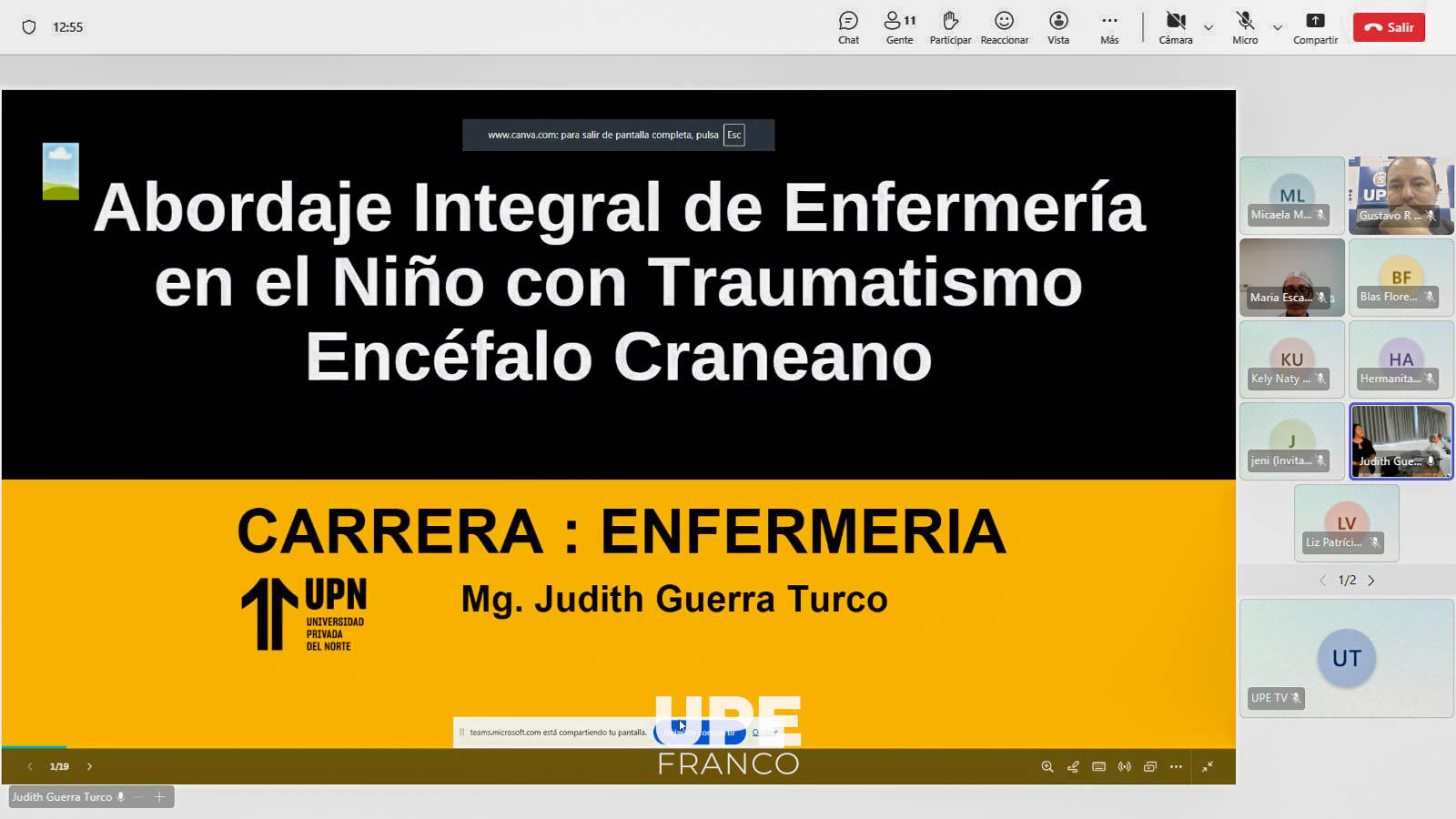 CLASE ESPEJO INTERNACIONAL FORTALECIÓ LA FORMACIÓN DE ESTUDIANTES DE ENFERMERÍA